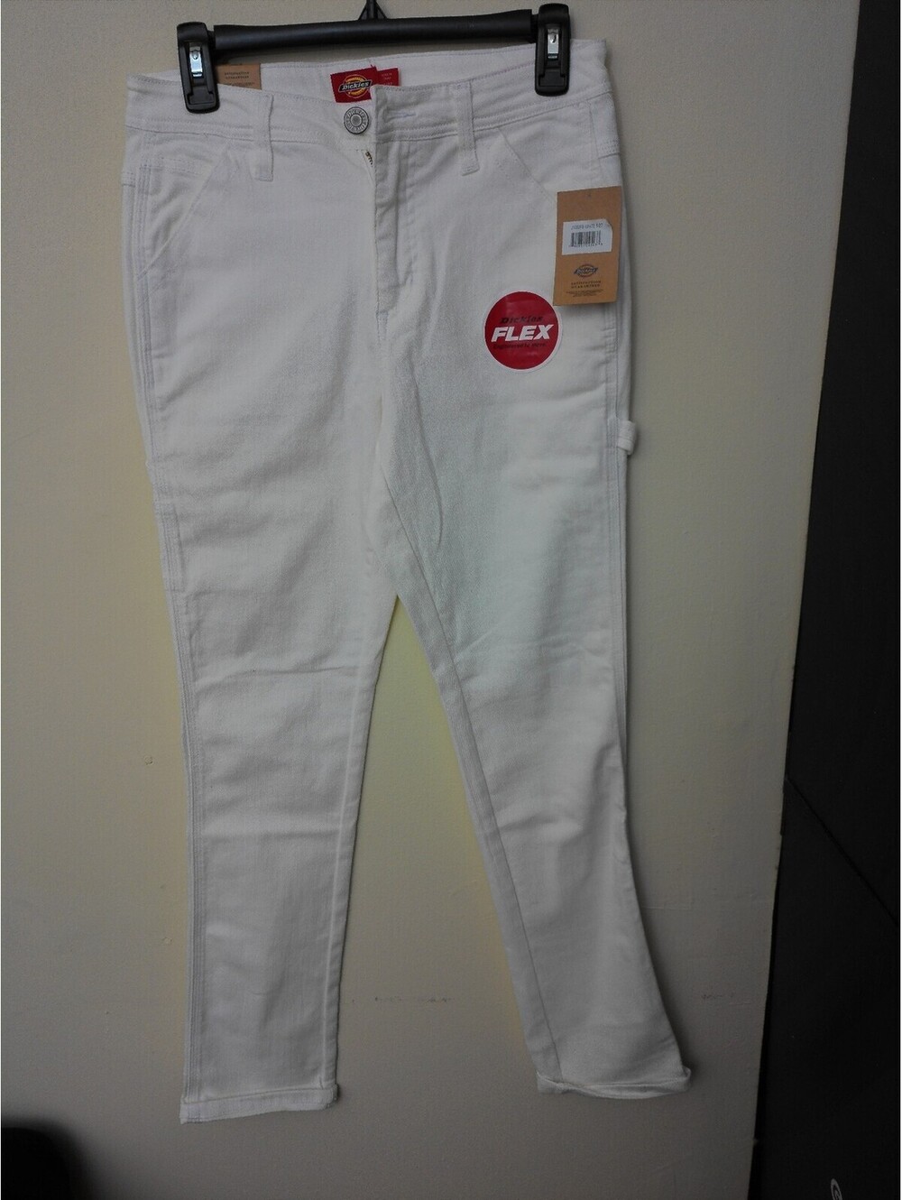 NWT Dickies Carpenter Pants Juniors White Straight Leg Size 5/27 Flex